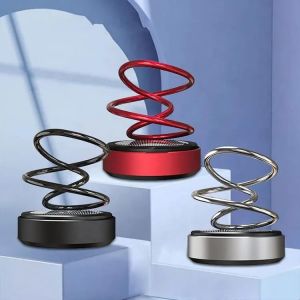 360 Degree Dual Ring Rotating Solar Power Car Aroma Perfume - Black